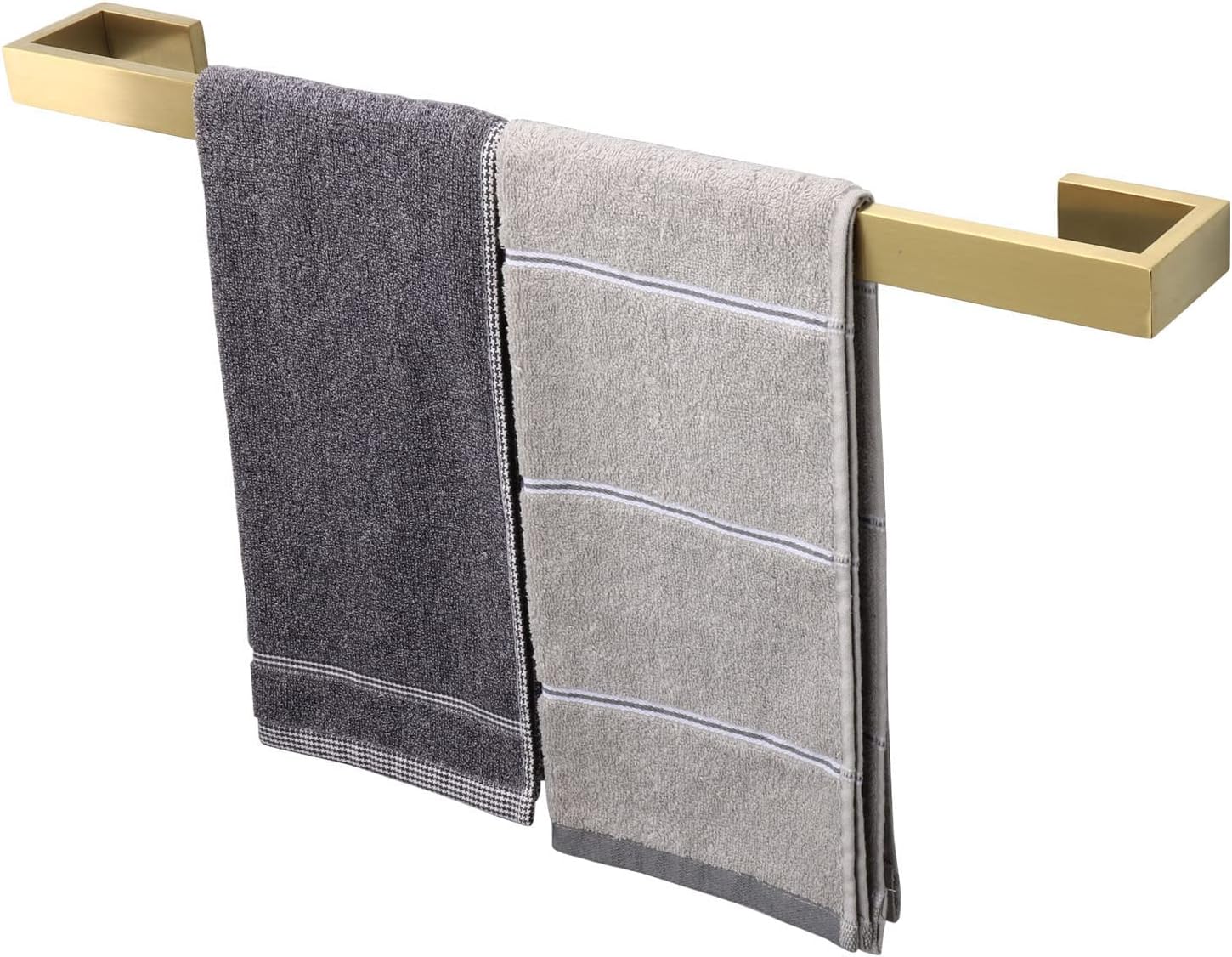 TocTen Bath Towel Rack - Square Base Thicken SUS304 Stainless Steel Towel Bar for Bathroom, Bathroom Bar Accessories Towel Rod Heavy Duty Wall Mounted Towel Holder (Brushed Gold, 24 Inch) Brushed Gold 24 Inch