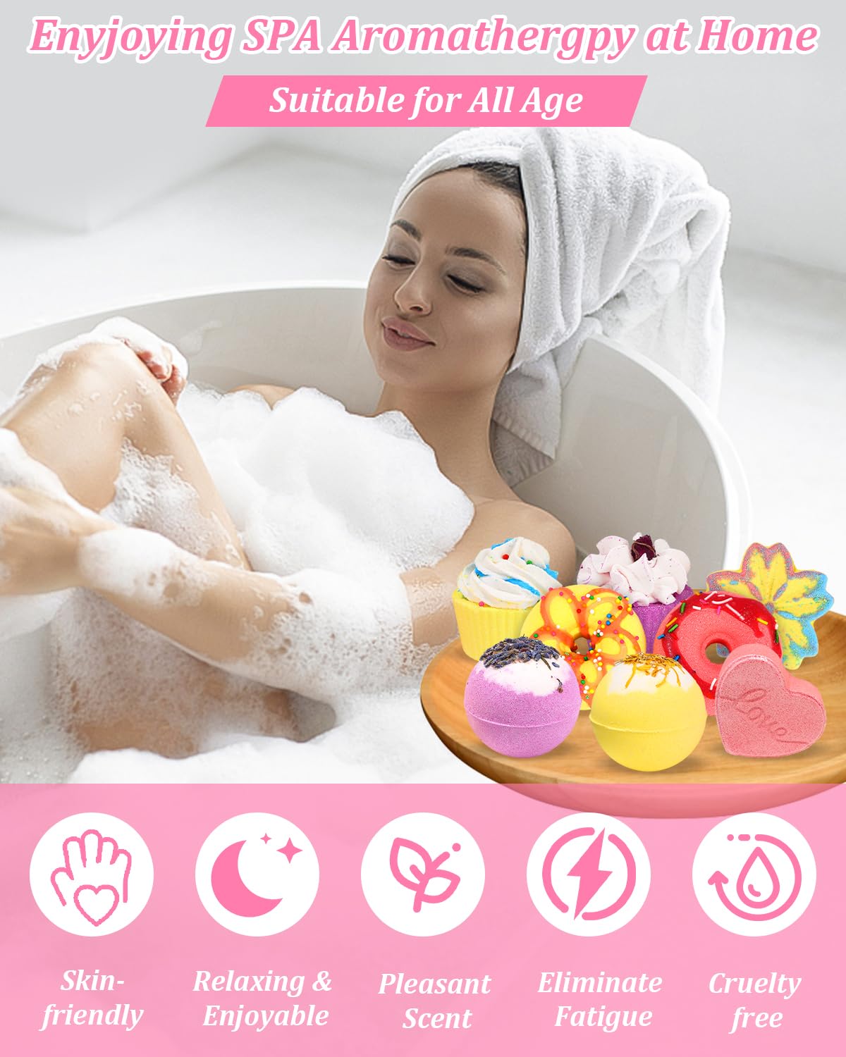 Bath Bombs Zestaw upominkowy, 8 sztuk kulek do kąpieli dla dzieci, organiczne naturalne kule do kąpieli, walentynkowe prezenty świąteczne Bombka do kąpieli dla kobiet