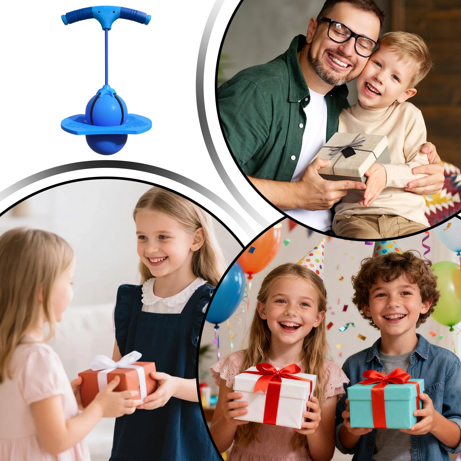Pelotas saltarinas para niños, Pelota de Equilibrio Tabla de Rebote con Bomba & Mango, Pelota de Equilibrio saltarín, para niñas niños y Adultos Ejercicio de Salto y equilibrios