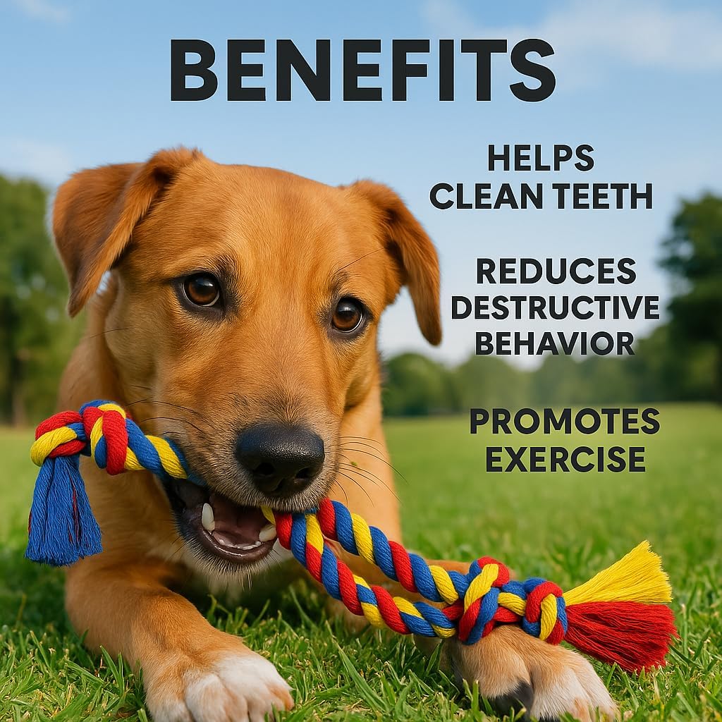 Dog Rope Toys Heavy Chew Toys for Medium & Large Breed Dogs – Durable Rope Toy, for Teething, Chewing, and Interactive Play (7 pcs Dog Toys Combo)