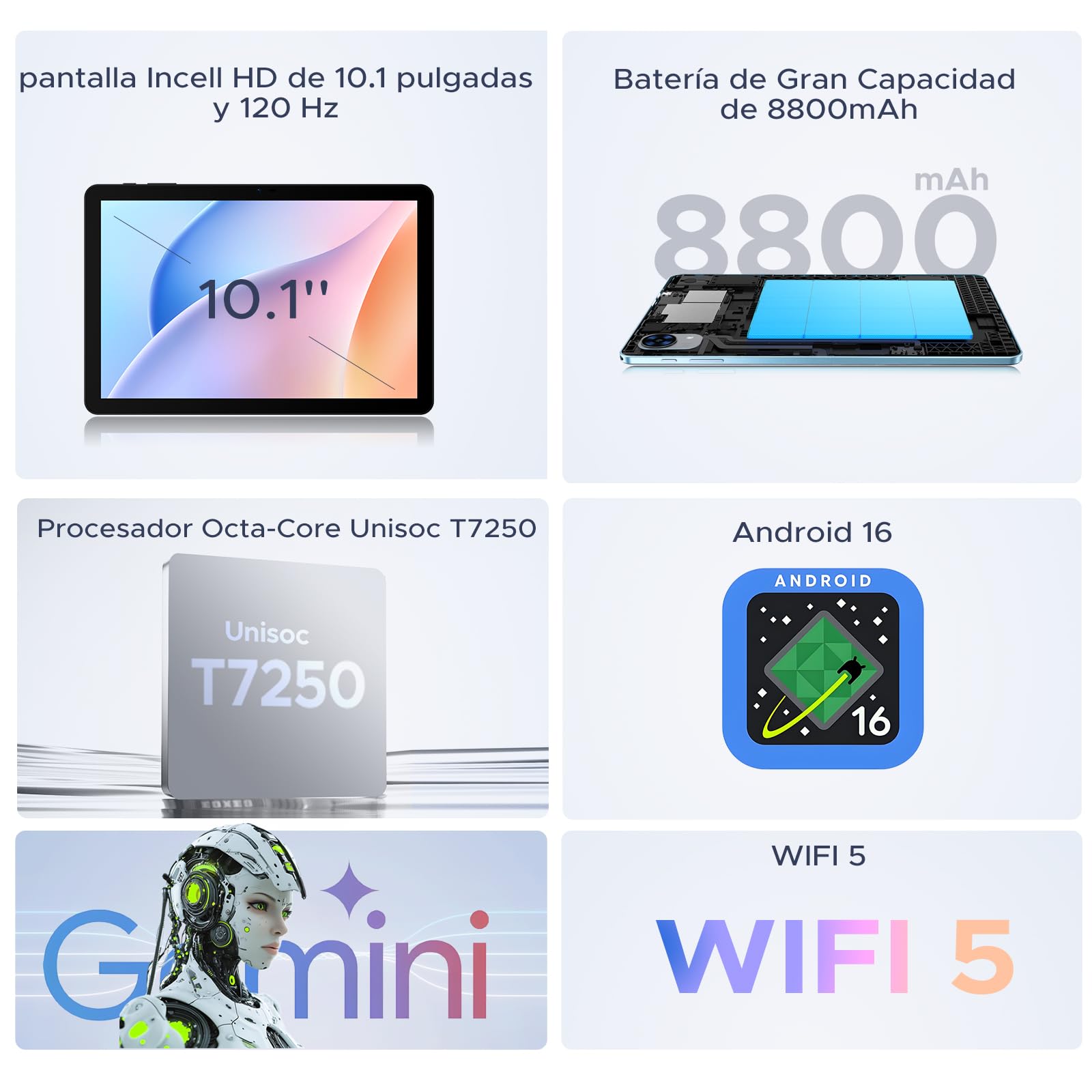 P10 Pro Tablet 10 Pulgadas, Tablets Android 16 con 120Hz Display, 8800mAh, 48GB+128GB/2TB, T7250 Octa-Core, Widevine L1, Gemini AI, 13MP+5MP, Auriculares 3.5mm, Tablet con Teclado y Lápiz, Negro