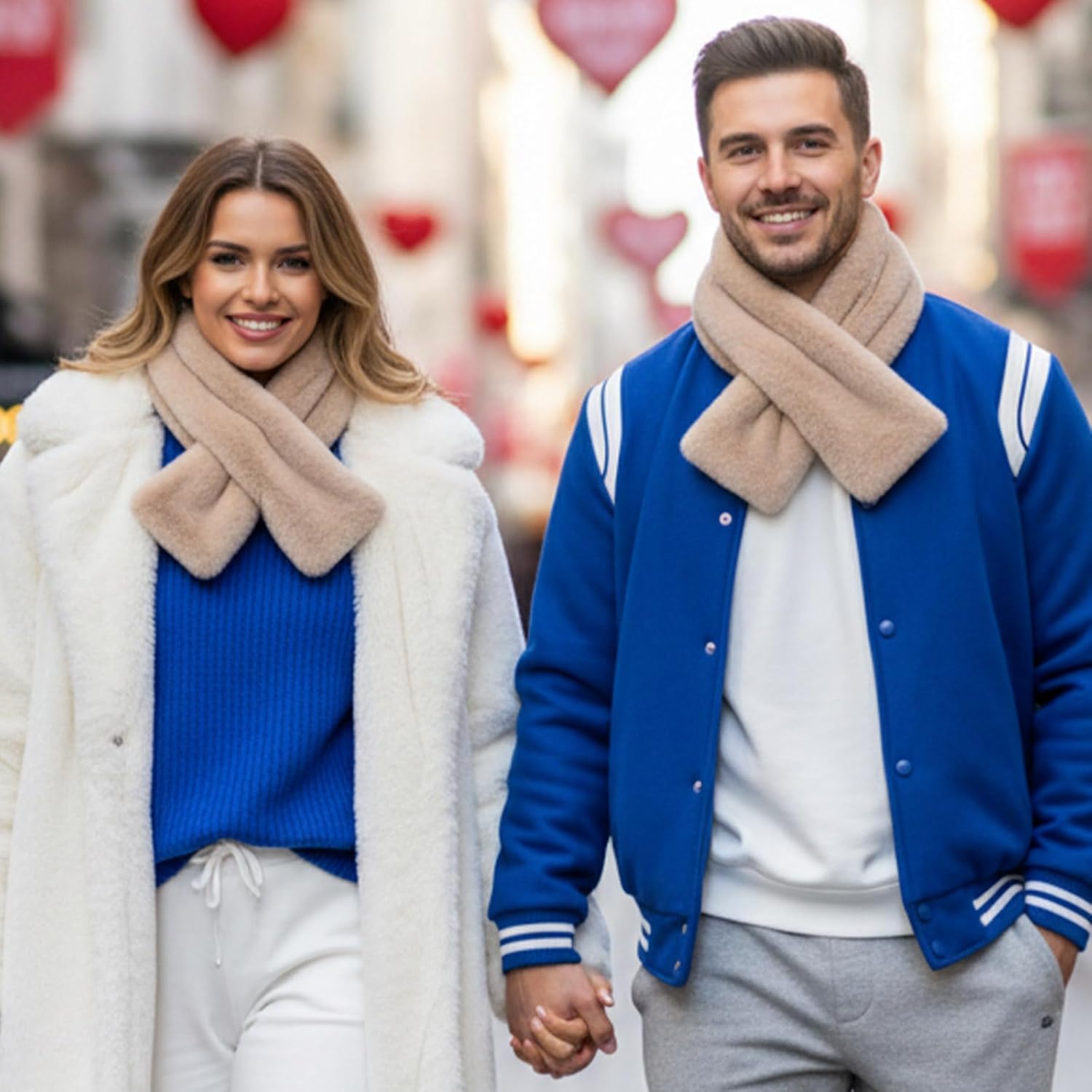 Barelove Short Women's Faux Fur Collar Scarf Wrap, Cold Winter Warm Stole Scarf Shawl Shrug Neck Warmer Wrap - Image 6