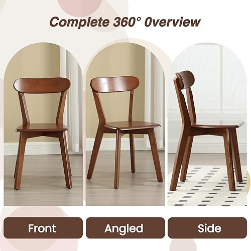 Miniatura 7 de Wahson Juego de 4 sillas de comedor de nogal, modernas sillas de cocina de madera de mediados de siglo con cómodo respaldo curvo, sillas de madera