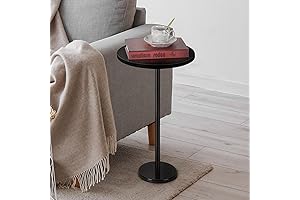 smusei Drink Tables for Small Spaces Pedestal Side Table with Marble Base