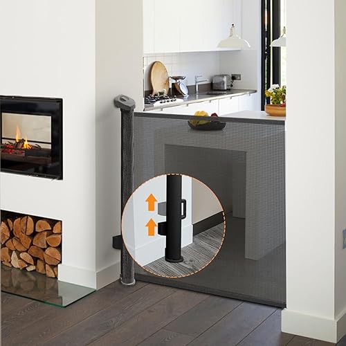 Miniatura 8 de Puerta retráctil para bebé, puerta de malla para bebés o puerta de malla para perros, 33 pulgadas de alto, se extiende hasta 55 pulgadas de ancho,