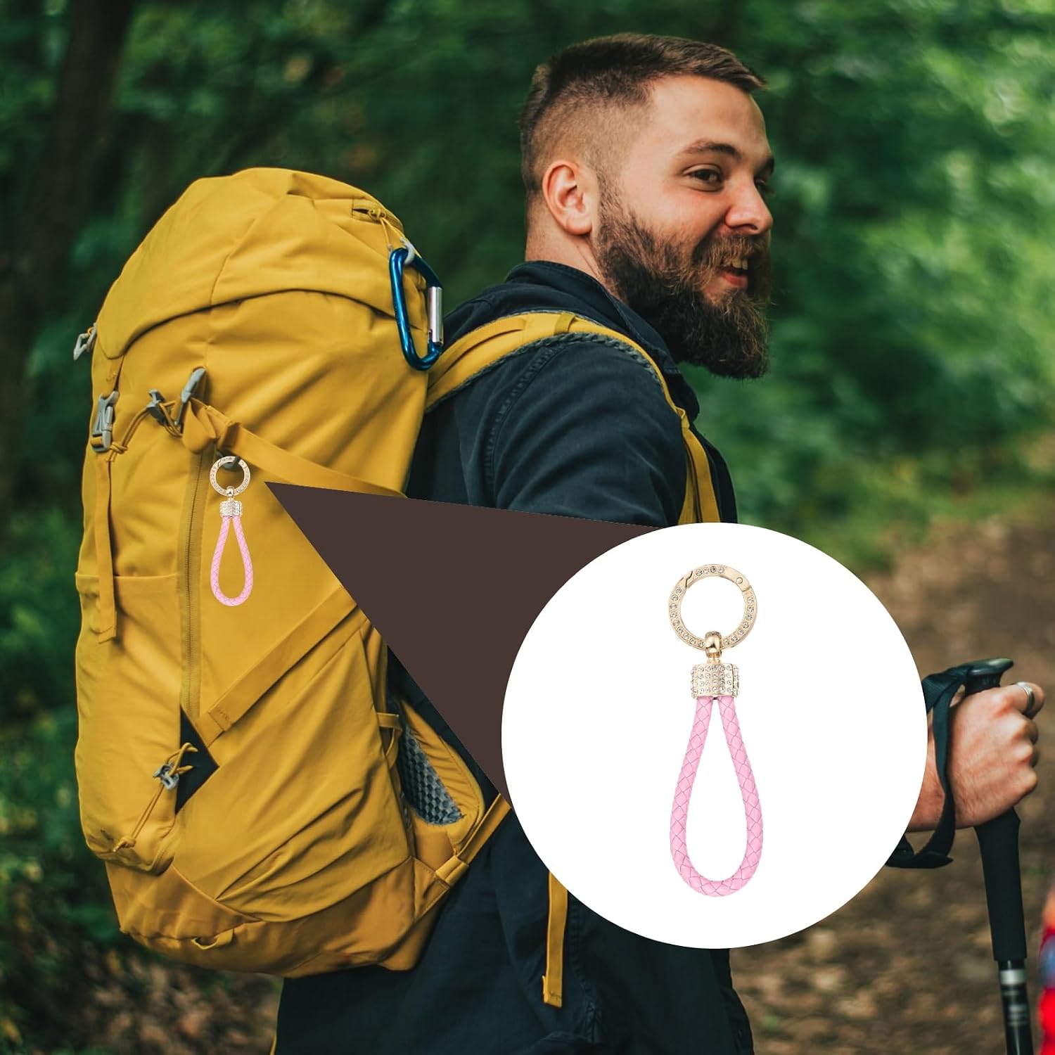 MECCANIXITY Weave Key Chain Ring Braided Rope Leather Keychain with Rotatable D-ring and Screwdriver
