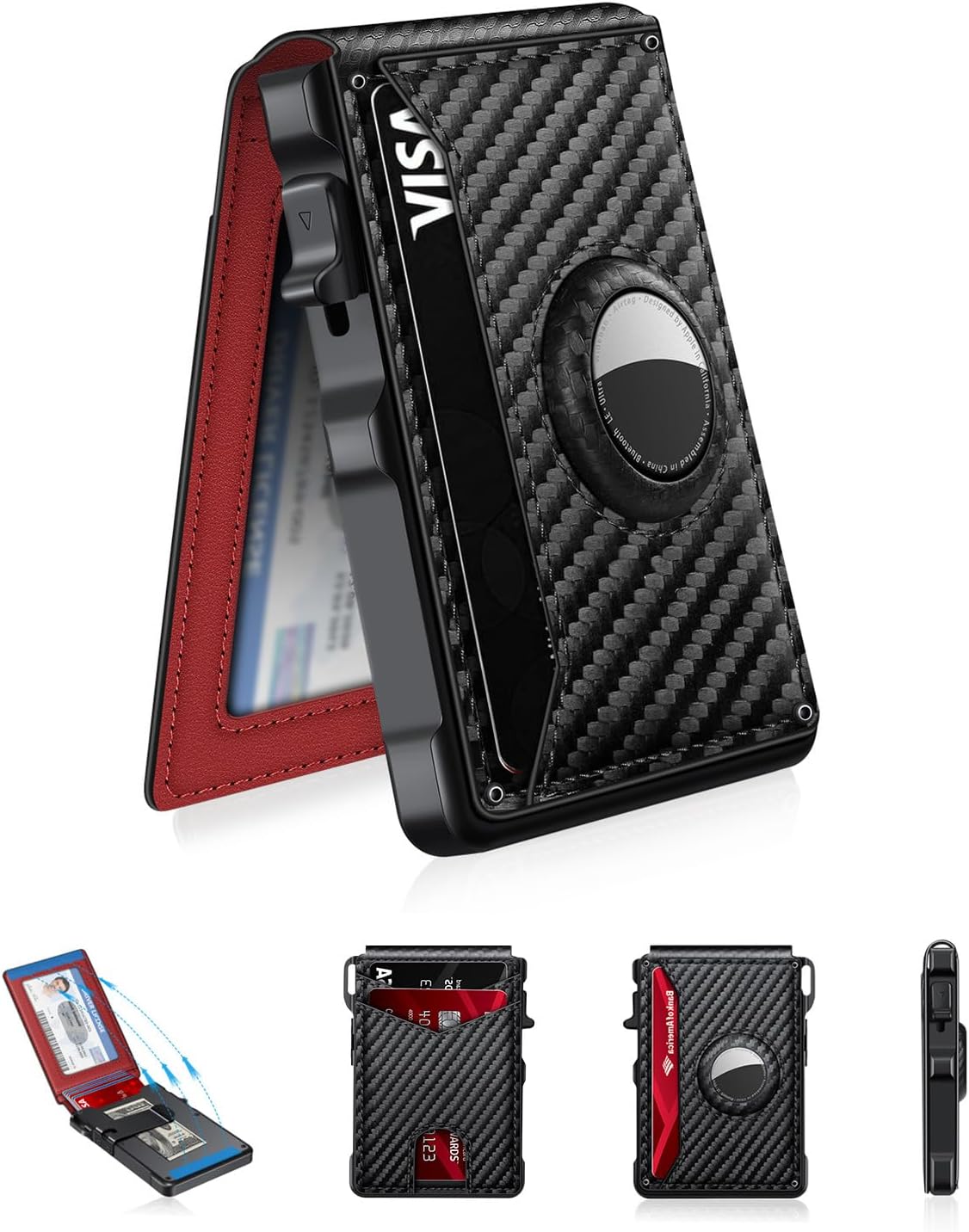 Airtag Wallet for Men, Mens Smart Wallet for Air Tag RFID Blocking, Minimalist Bifo...