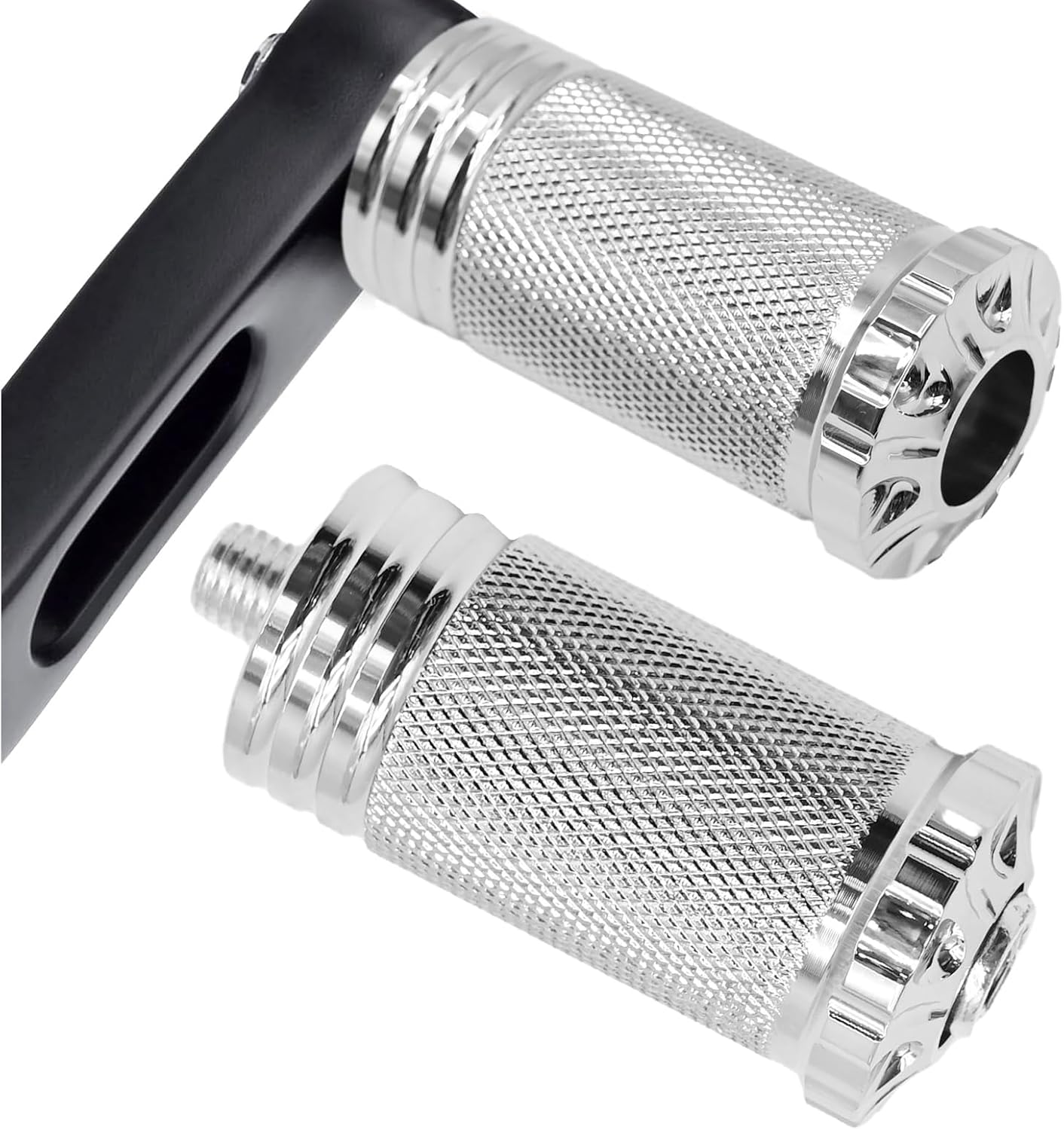 2pcs New Shifter Peg Motorcycle Shift Lever CNC Billet Foot Pegs, Replacement for Harley Dyna Sportster Softail Street Road Glide Touring (Chrome-A) Sliver