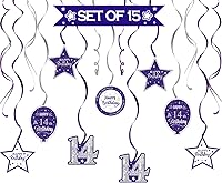 Vista 260 de Juego de decoraciones para fiesta de cumpleaños número 16, serpentinas moradas con soporte de globo de mesa morado, decoraciones de fiesta