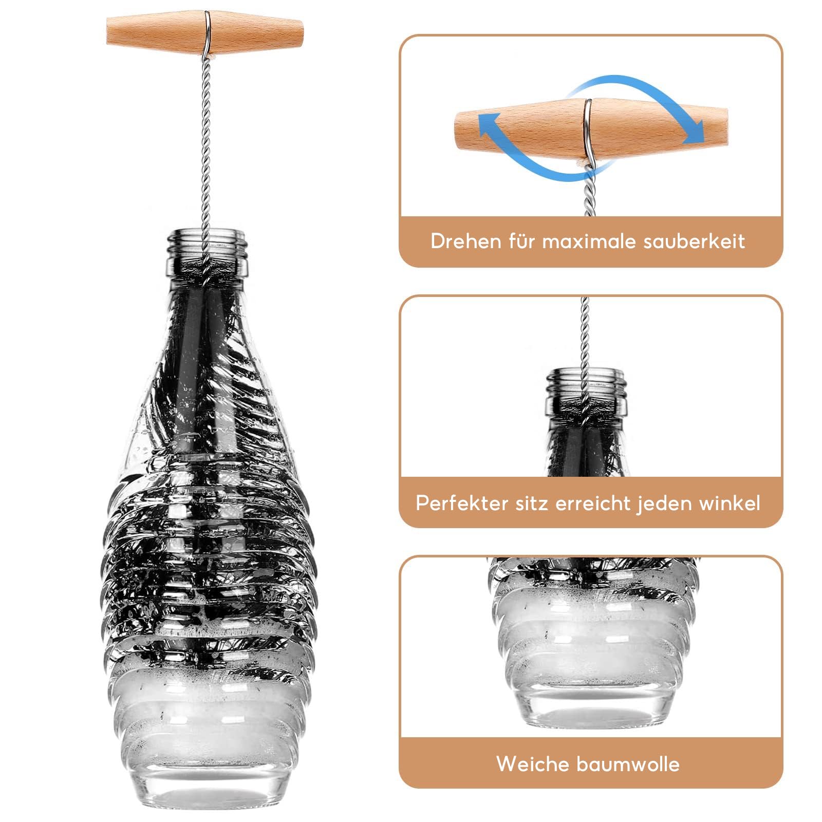 2er Set Flaschenbürsten – 33 Cm Lang, Kompatibel Mit SodaStream & Schmalen Flaschen 2er Set Flaschenbürsten – 33 Cm Lang, Kompatibel Mit SodaStream & Schmalen Flaschen