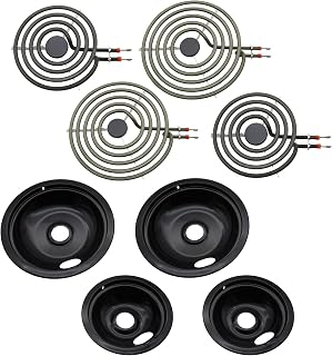 318067041 318067051 Porcelain Drip Pan Set and MP22YA Electric Range Burner Element Unit Set, Compatible with Frigi-daire Ken-more Range Oven Replaces 5304430149 5304430150