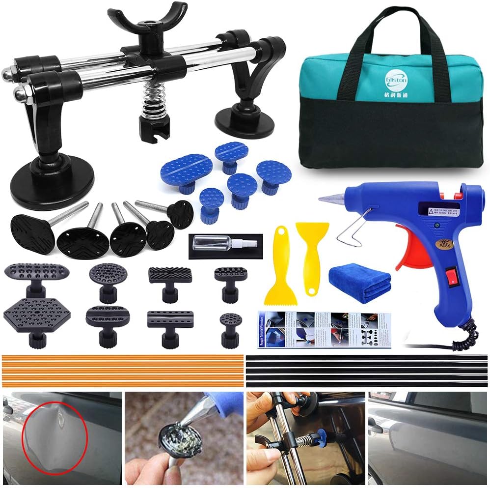 YOOHE Car Dent Puller - Auto Body Repair Tool Kit with Double Pole Bridge Dent Puller and Dent Puller Tabs for Car Dent Removal, Minor dents and Hail Damage