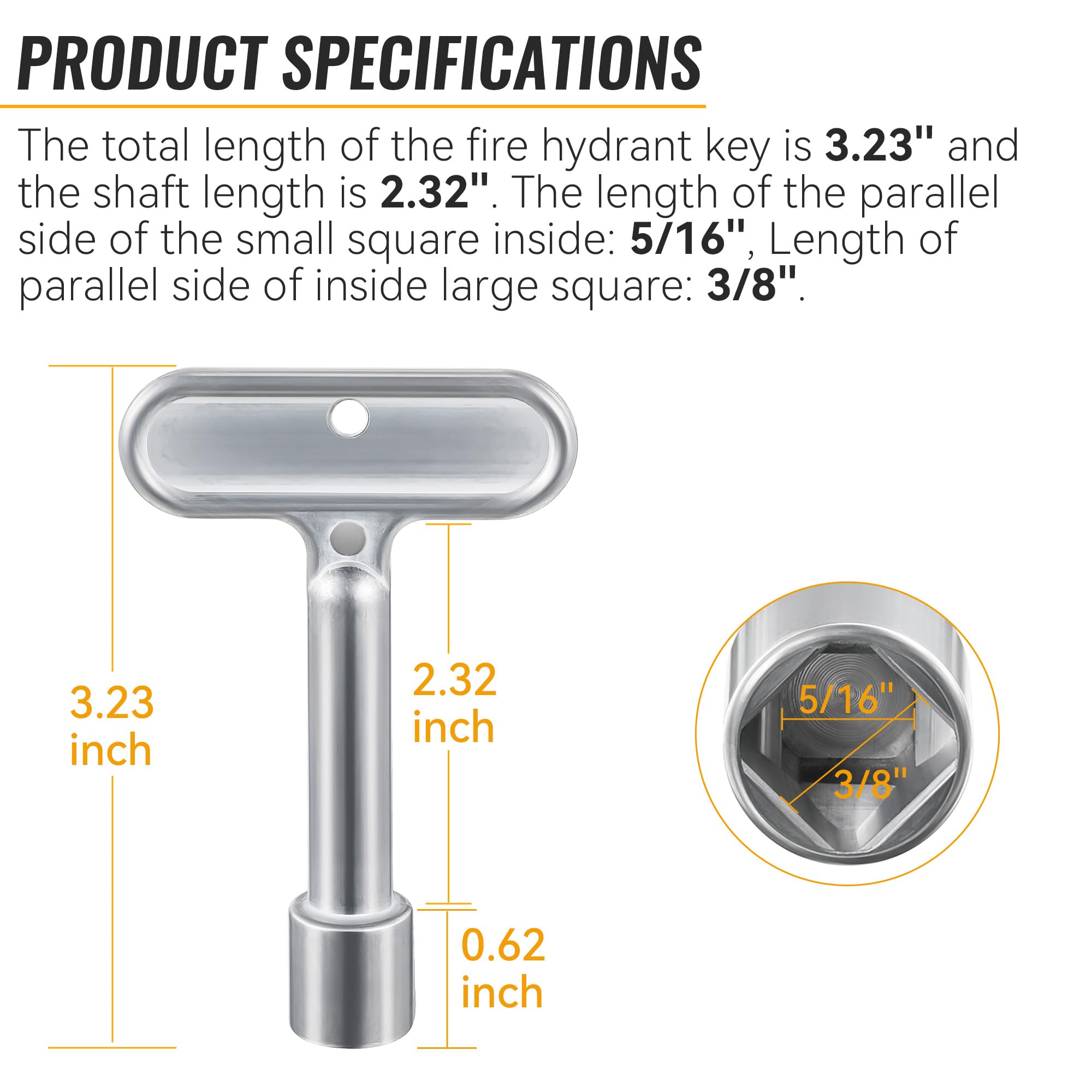 Amazon.com: Dreyoo 3/8'' Hydrant Key Compatible with Zurn