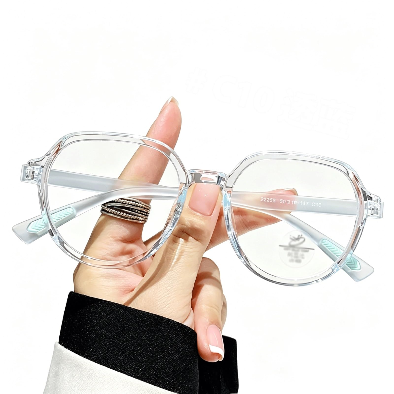 KLJUddGY Lightweight Eyewear Frames Non Prescription Eyeglasses Spectacles for Computer Full Rim Reading Glasses Fashion Decorative(Blu)
