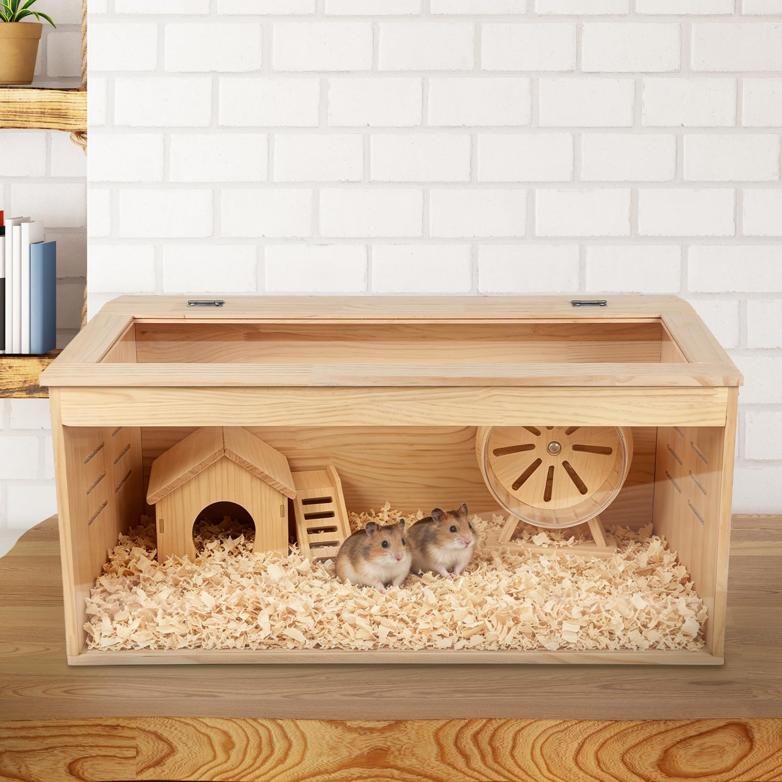 Hamsterkäfig aus Holz, Kleintierkäfig mit klappbarem Deckel, Acrylfenster und Belüftungslöchern 80x40x40cm Nagerkäfig für Hamster, Meerschweinchen, Zwergkaninchen, Küken und Reptilien