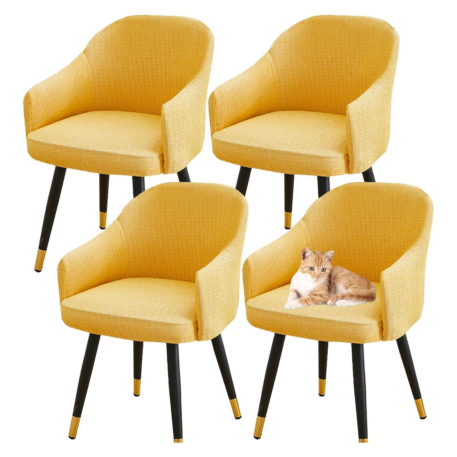 GUYIRT Stretch Curved Back Dining Chair Covers Curved Back Accent Chair Slipcover Removable Washable Bar Stool Slipcovers for Banquet Decoration (yellow,set of 4)