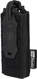 TOPTACPRO Single Pistol Molle Mag Pouch Glock M1911 92F 9mm .40S&M Open top Magazine Holder Tactical Tool Pouch Flashlight Holster 500D Cordura Nylon (Black)