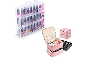 DreamGenius Gel Nail Polish Organizer Case for 48 Bottles (15ml/0.5 fl.oz), Clear and Pink