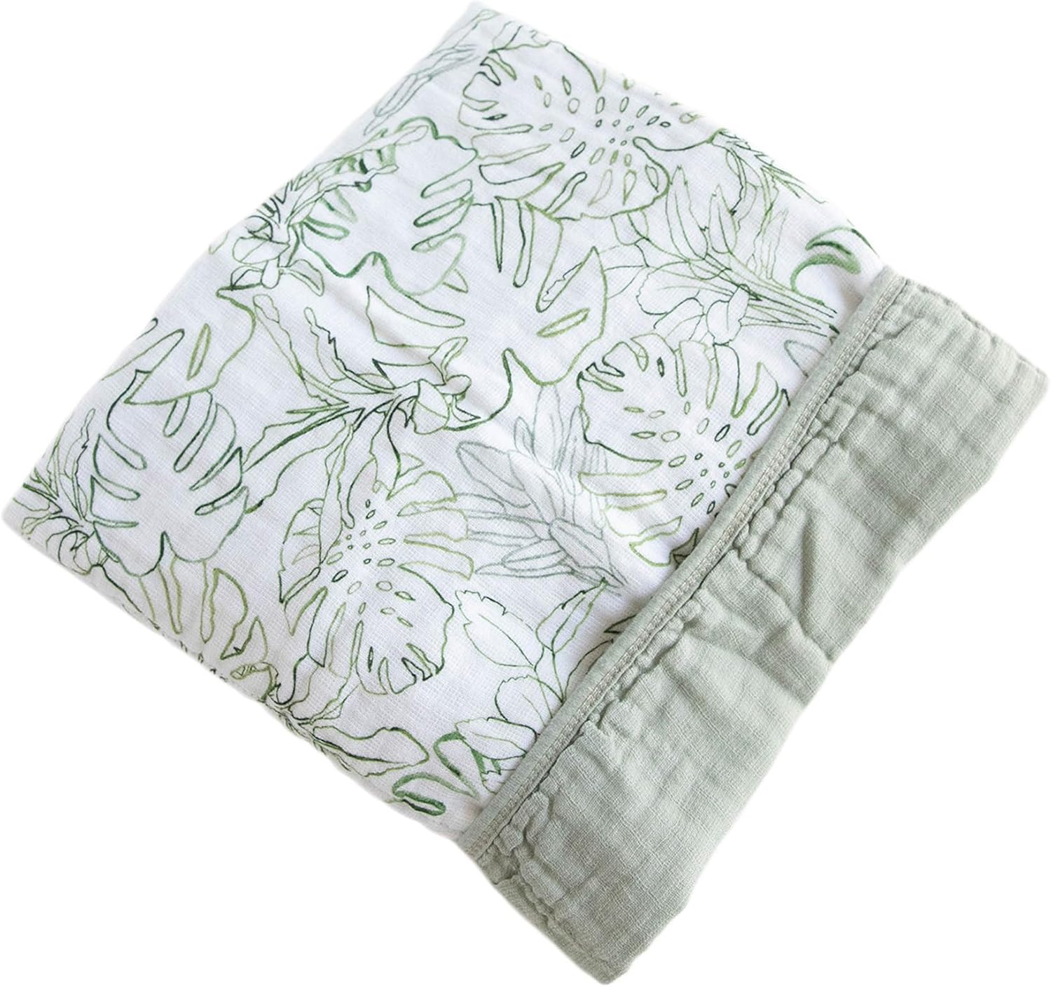 RED ROVR Organic Cotton Muslin Baby Blanket | Multi-Layer Muslin Quilt | Newborn & Toddler | Soft, Lightweight | Nursery, Stroller | Machine Wash | 30″ x 40″ | Jungle Leaf