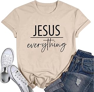 Womens Jesus Cross Graphic Tee Bible Verse Shirts Christian Religious T Shirt Casual Short Sleeve Jesus Devotee Gift Tops