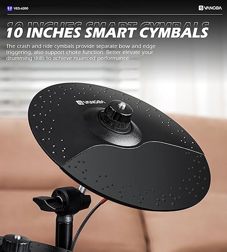 Miniatura 5 de Vangoa Juego de batería eléctrica, kit de batería electrónica de 8 piezas con 480 sonidos, juegos de batería eléctrica para adultos y principiantes