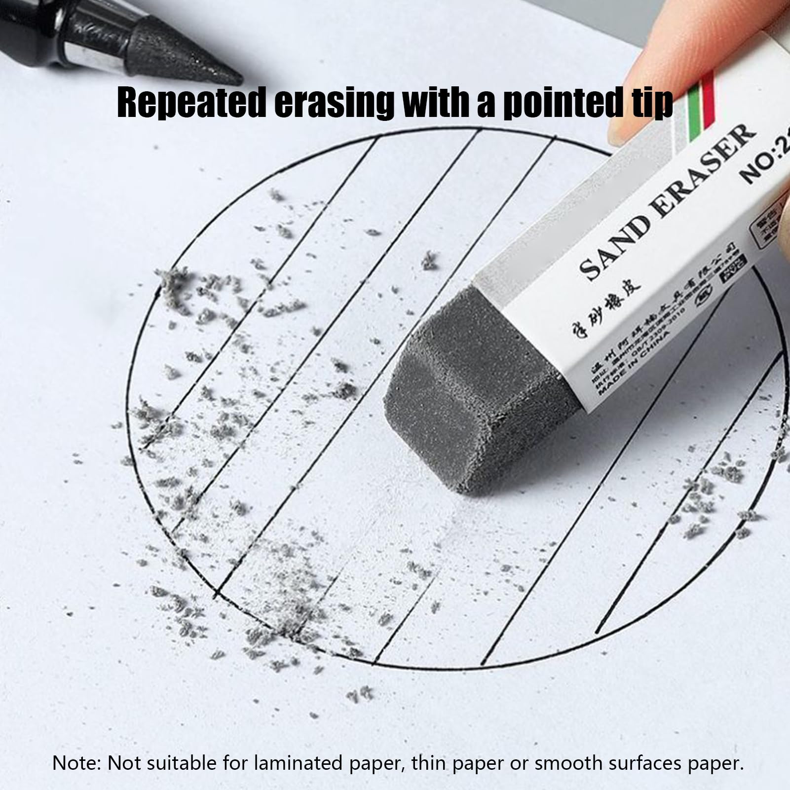 Juego de borradores de bolígrafo, borrador de arte de tinta, bloque de goma de 2.56 x 0.59 pulgadas con construcción no abrasiva, herramienta de borrado a prueba de manchas, suministros de estudio con