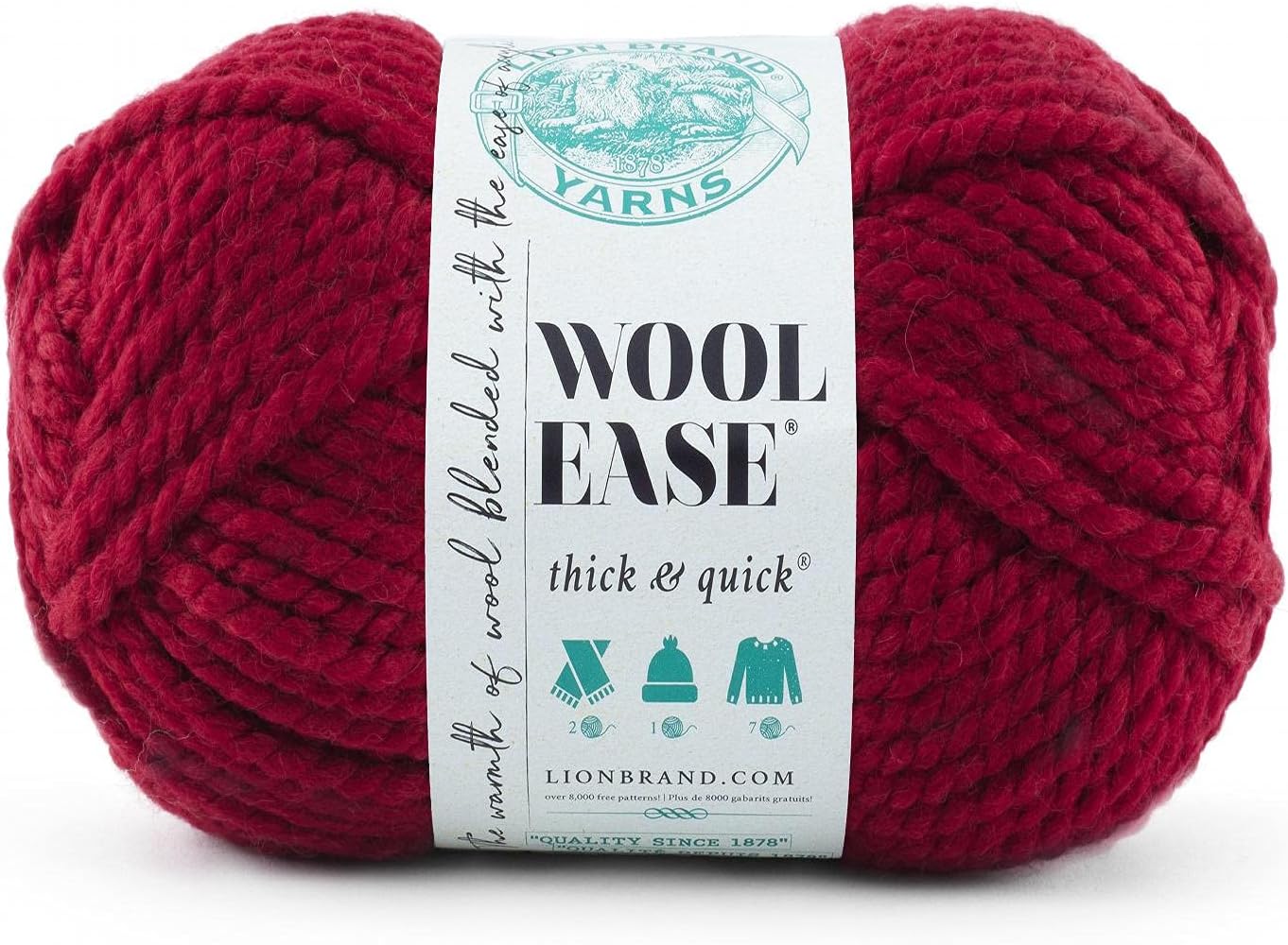 Lion Brand Yarn WoolEase Thick & Quick Yarn, Soft and Bulky Yarn for Knitting
