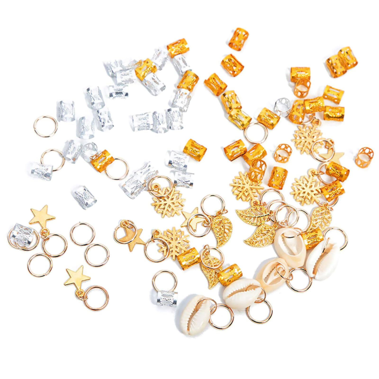 Flosius 100 PCS Iron Dreadlock Beads - Braiding Hair Jewelry For Women - Gold & Silver Hair Accessories - Adjustable Hair Rings And Clips | Buy Now With Express International Delivery - View #3