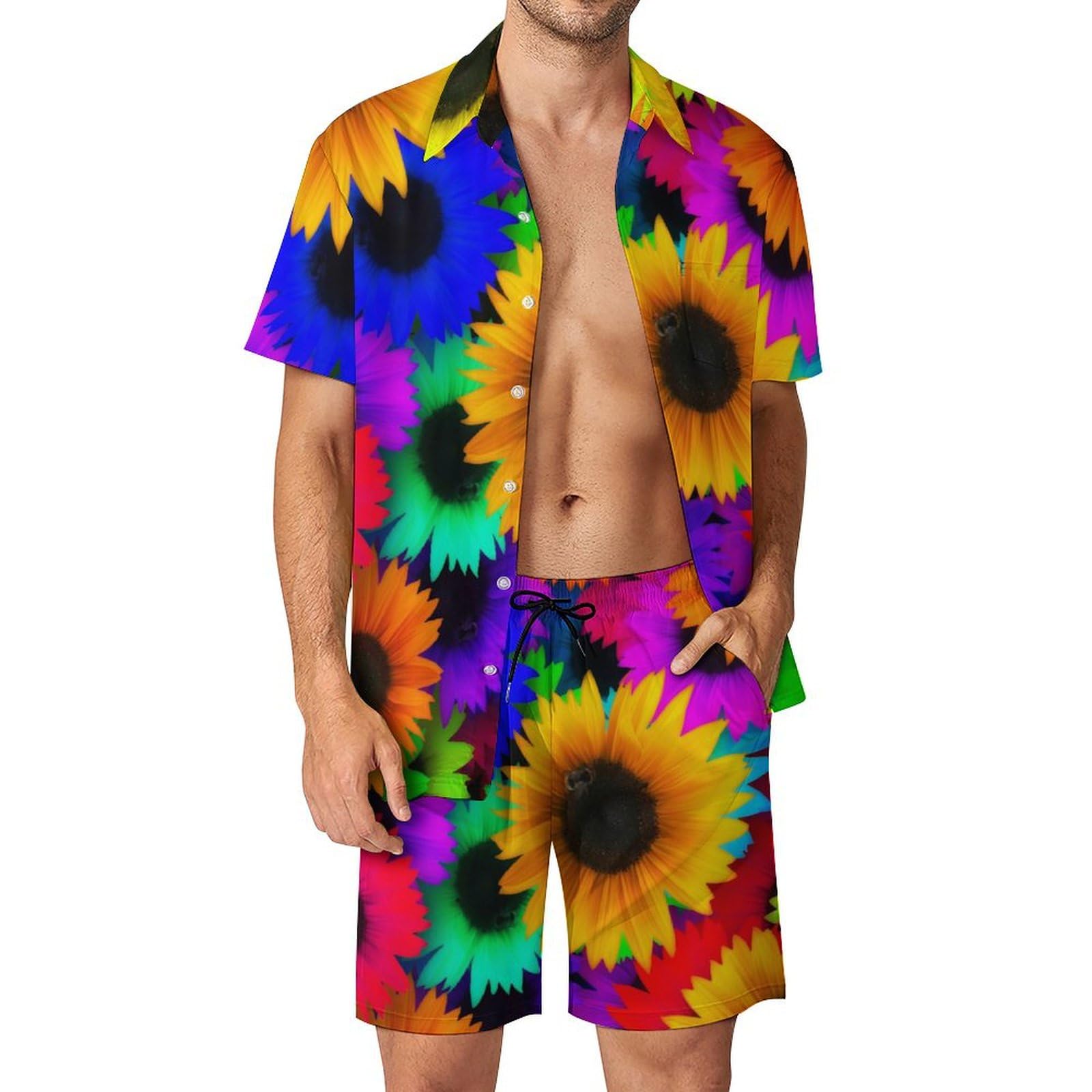 Ensemble 2 pièces Fleur en Couleur chemise hawaïenne hommes aux finitions soignées S - 8