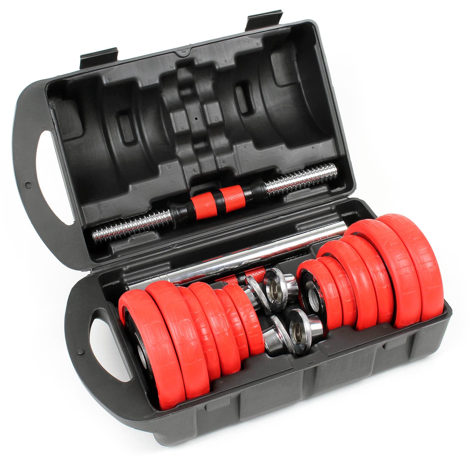 Hantelset 20 kg 2in1 Set Kurzhantel und Langhantel mit 12 Hantelscheiben, Langhantel mit Verlängerungsstange Hantelstangen Gewichte für Krafttraining Hanteln Training Hantel Set