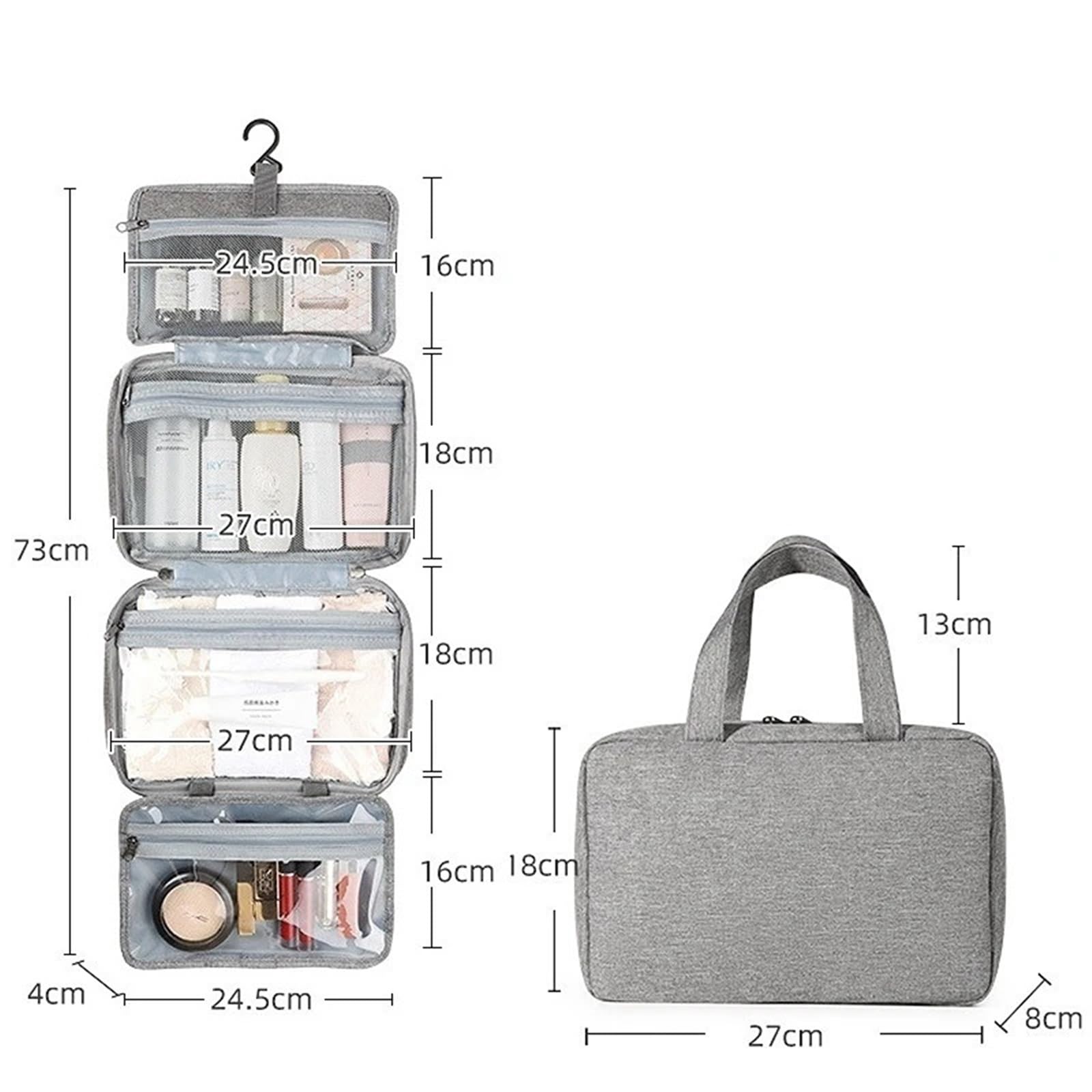 Borsa da toilette pieghevole impermeabile viaggio 1 pezzo for separazione asciutta e bagnata for cosmetici di grande capacità Per Viaggi(Dark Blue)