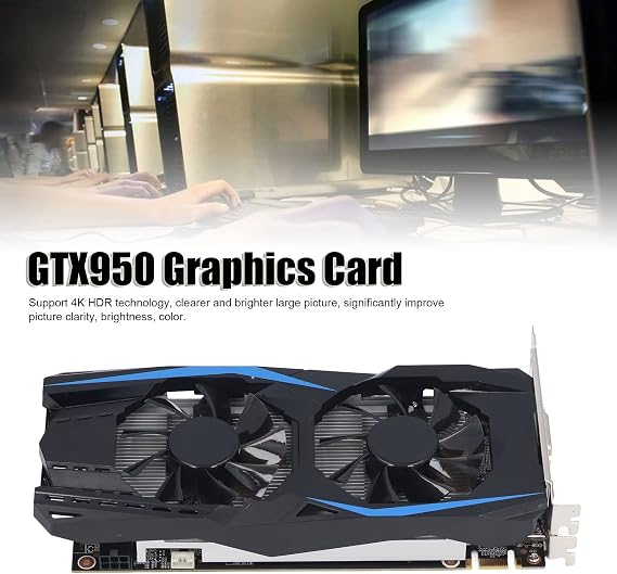 950 Graphics Card, 2GB GDDR5 128Bit Computer PC Gaming Video GPU Graphics Card, PCI Express 3.0 x 16, DVI,Display Port, HDMI, 4K HDR, Fan