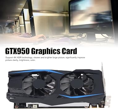 950 Graphics Card, 2GB GDDR5 128Bit Computer PC Gaming Video GPU Graphics Card, PCI Express 3.0 x 16, DVI,Display Port, HDMI, 4K HDR, Fan