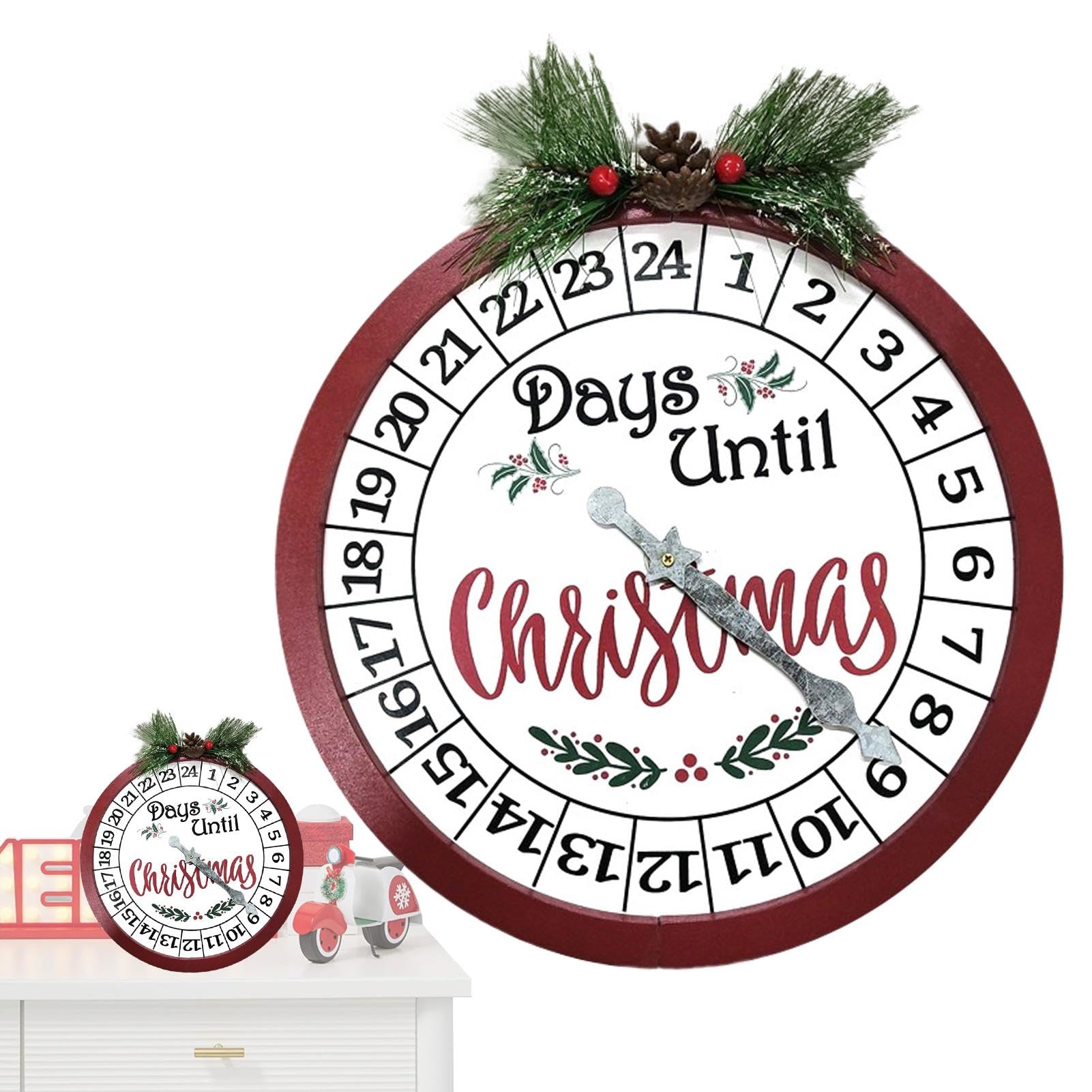 Calendario Dell'Avvento In Legno Con Luci LED - Conto Alla Rovescia 32 Giorni Per Natale Con Blocchi Numerici - Decorazione Rustica Per Casa, Camino E Tavolo - 2