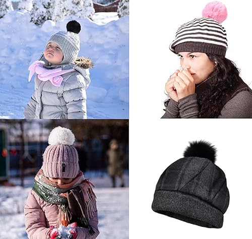 Miniatura 5 de Ouliget Pelotas de pompones, pompones de manualidades creativas, botón extraíble, pompones de piel sintética, bolas esponjosas para arte y