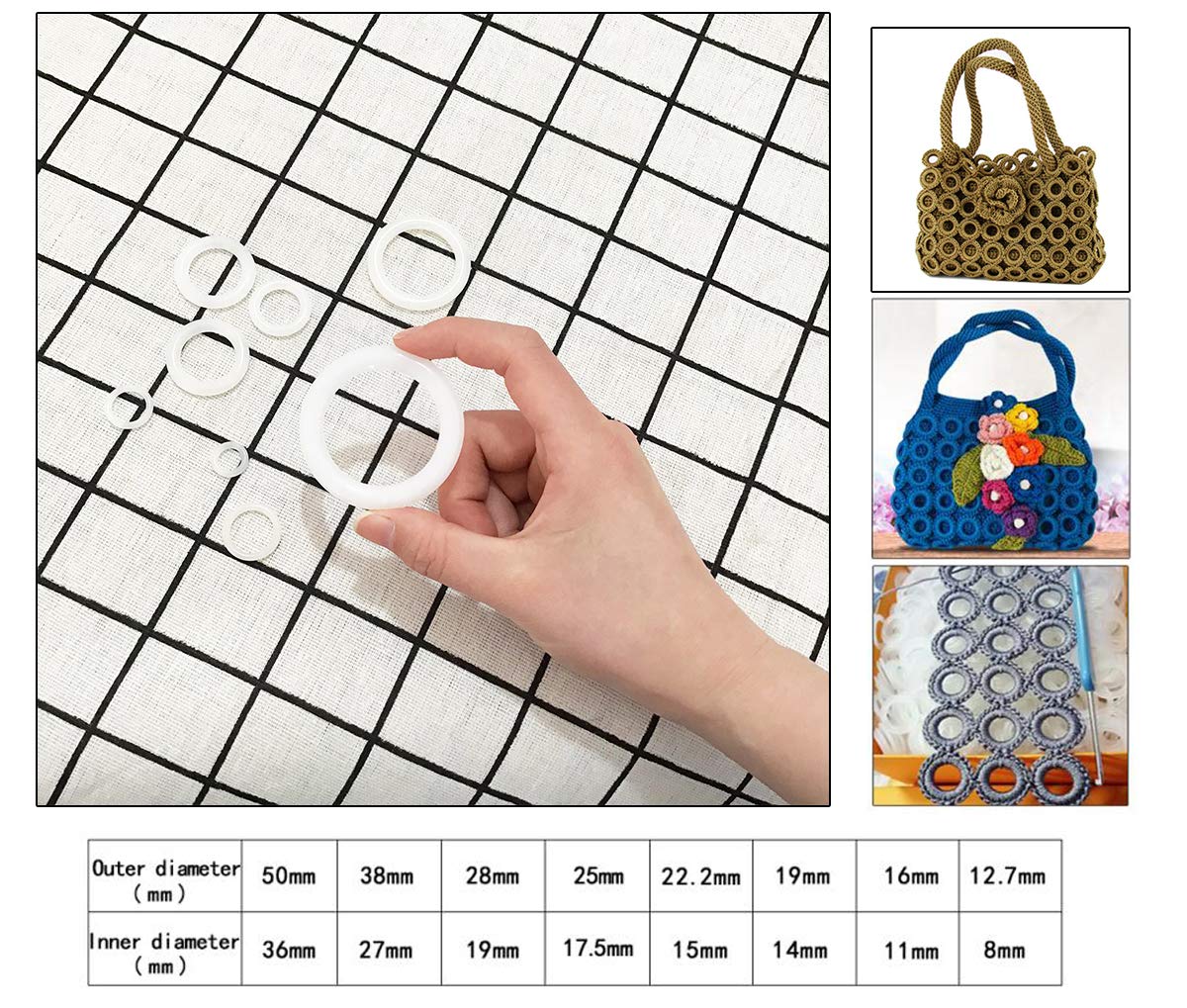 Häkelring-Set Für Handtaschen – 30 Stück, Kunststoff, 22,2 Mm, Perfekt Zum Basteln