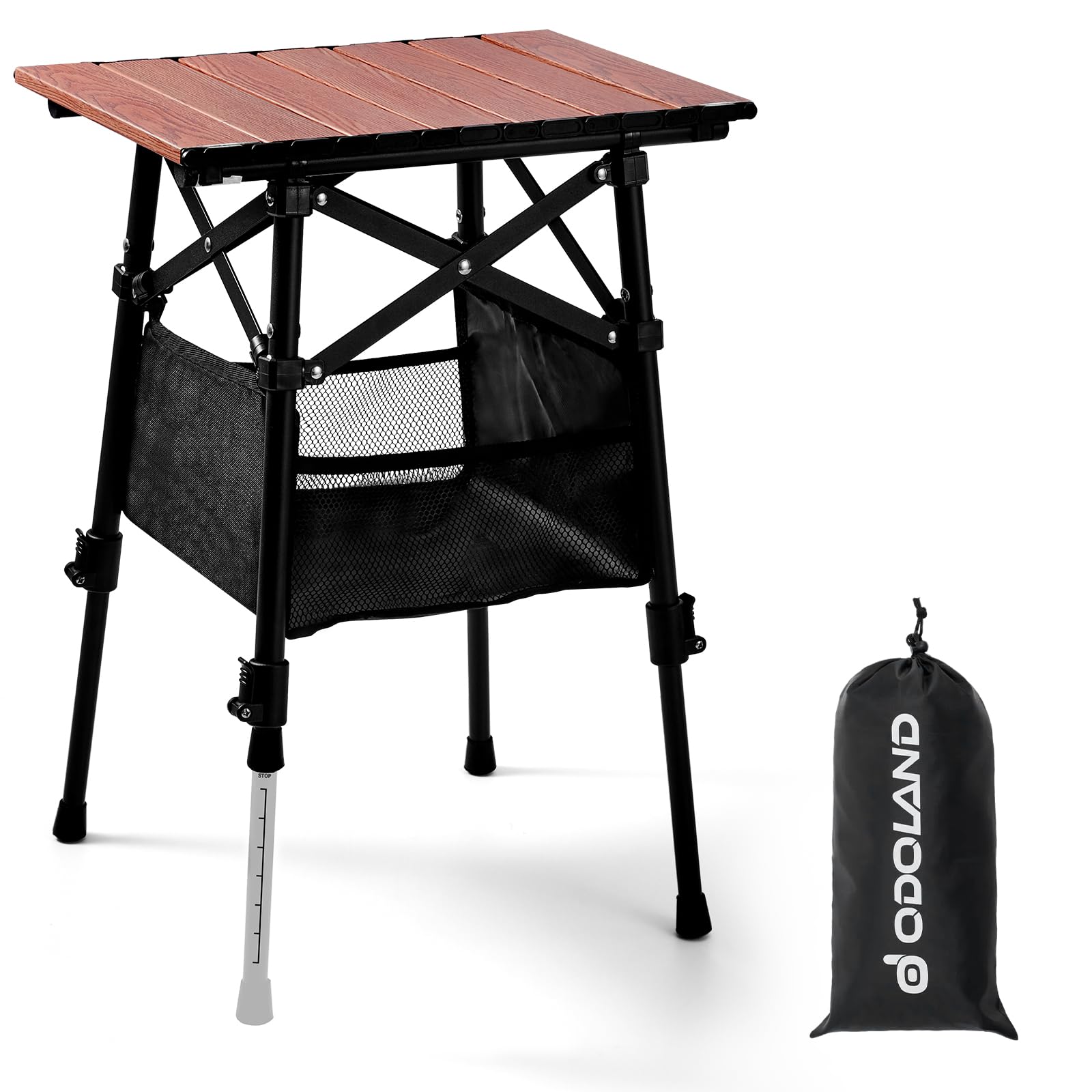 Odoland Folding Camping Table 15 75 x 11 81 Adjustable Height Small Portable Beach Table with Storage Bag