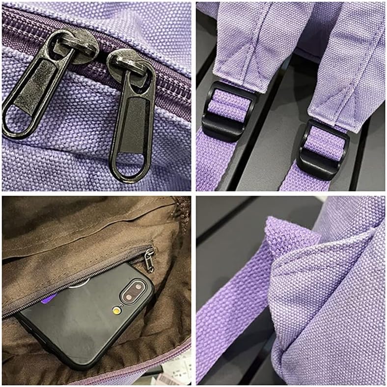 Miniatura 6 de Mini mochila para mujeres y hombres, pequeña bolsa de lona estética, mochila de trabajo, mochila linda, bolso casual, Blanco, Mochilas Daypack