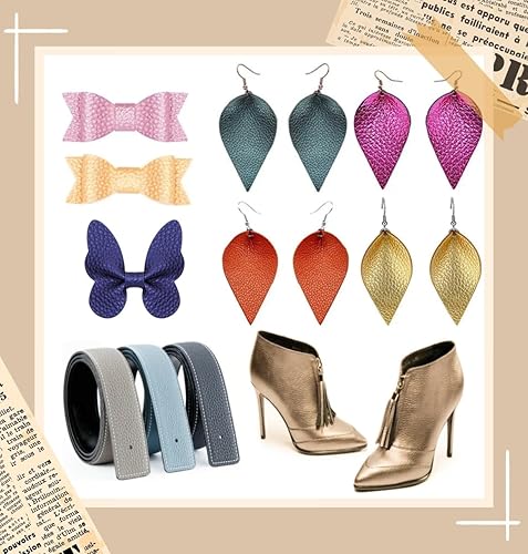 Miniatura 5 de JINR - Hojas metálicas de piel sintética de lichi en relieve, 12 x 53 pulgadas, tela sintética texturizada de color sólido para manualidades, lazos