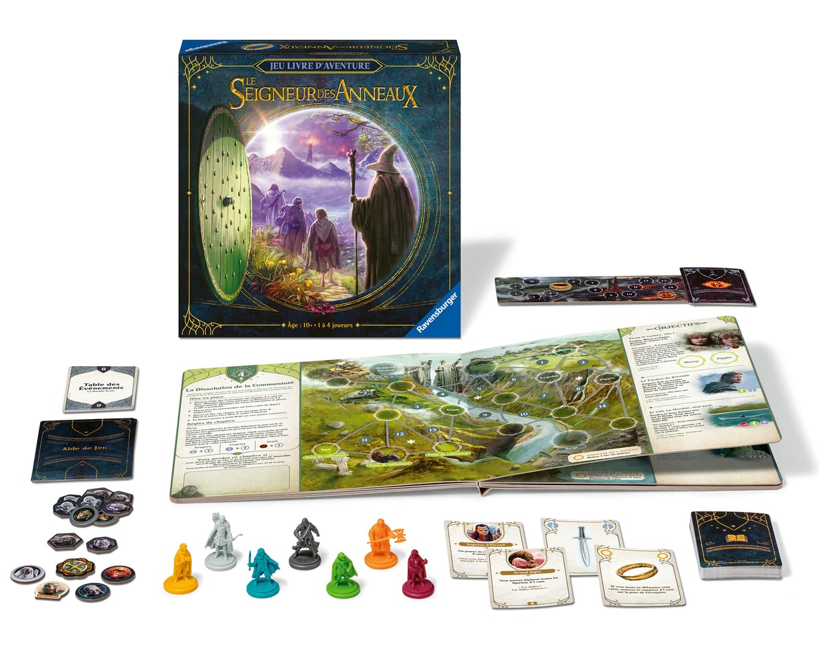 Ravensburger - Le Seigneur des Anneaux - Livre d'Aventure - Jeu de Plateau coopératif - 1 à 4 Joueurs dès 10 Ans - 30 Minutes par chapitres (8 chapitres) - Version française