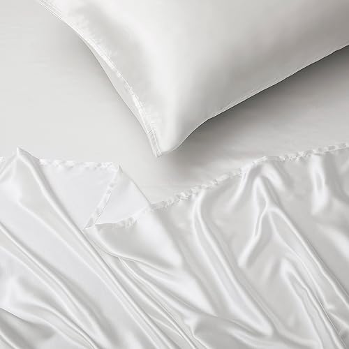 Miniatura 3 de Juego de sábanas de satén de 4 piezas, sábanas de satén suaves y sedosas de lujo tamaño King con 1 sábana bajera de bolsillo profundo, 1 sábana