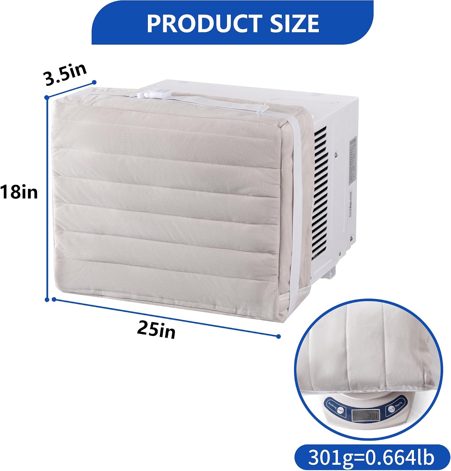 Insulated AC Cover for Window Units - Indoor Use(beige, 25 x 18 x 3.5 inch) image 2