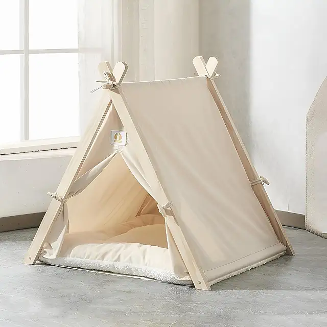 Dog Tent Teepee Bed House with Removable Washable Cushion for Pets