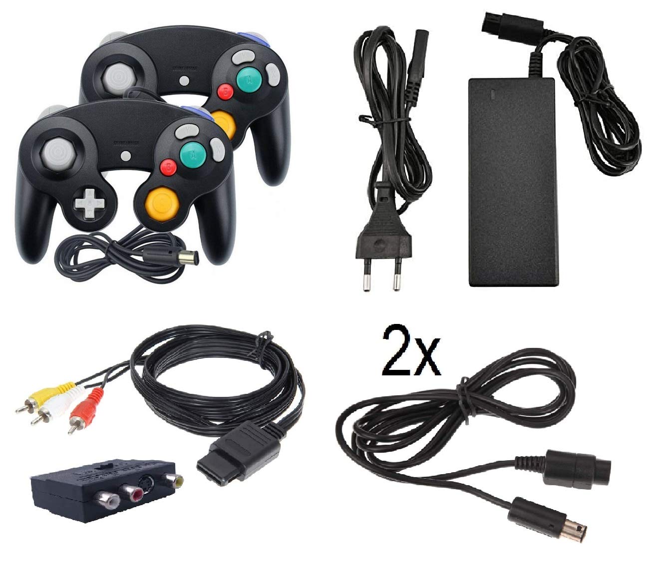 DARLINGTON & Sohns Kit de câbles pour manette Nintendo Game Cube GC Câble d'alimentation Câble de charge Câble de charge Câble péritel Adaptateur CA