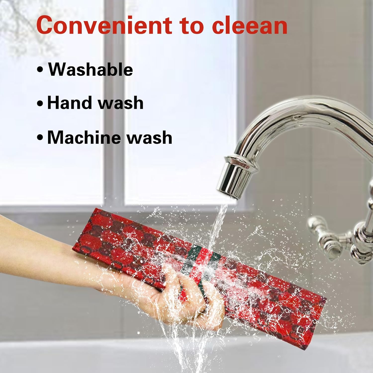 5PCS Steering Wheel Cover, with 2 Headrests, 2 Seat Belt Covers - Universal Fit for 14.5-15" Steering Wheel, Enhances Driving Experience - Perfect for Women (Red)