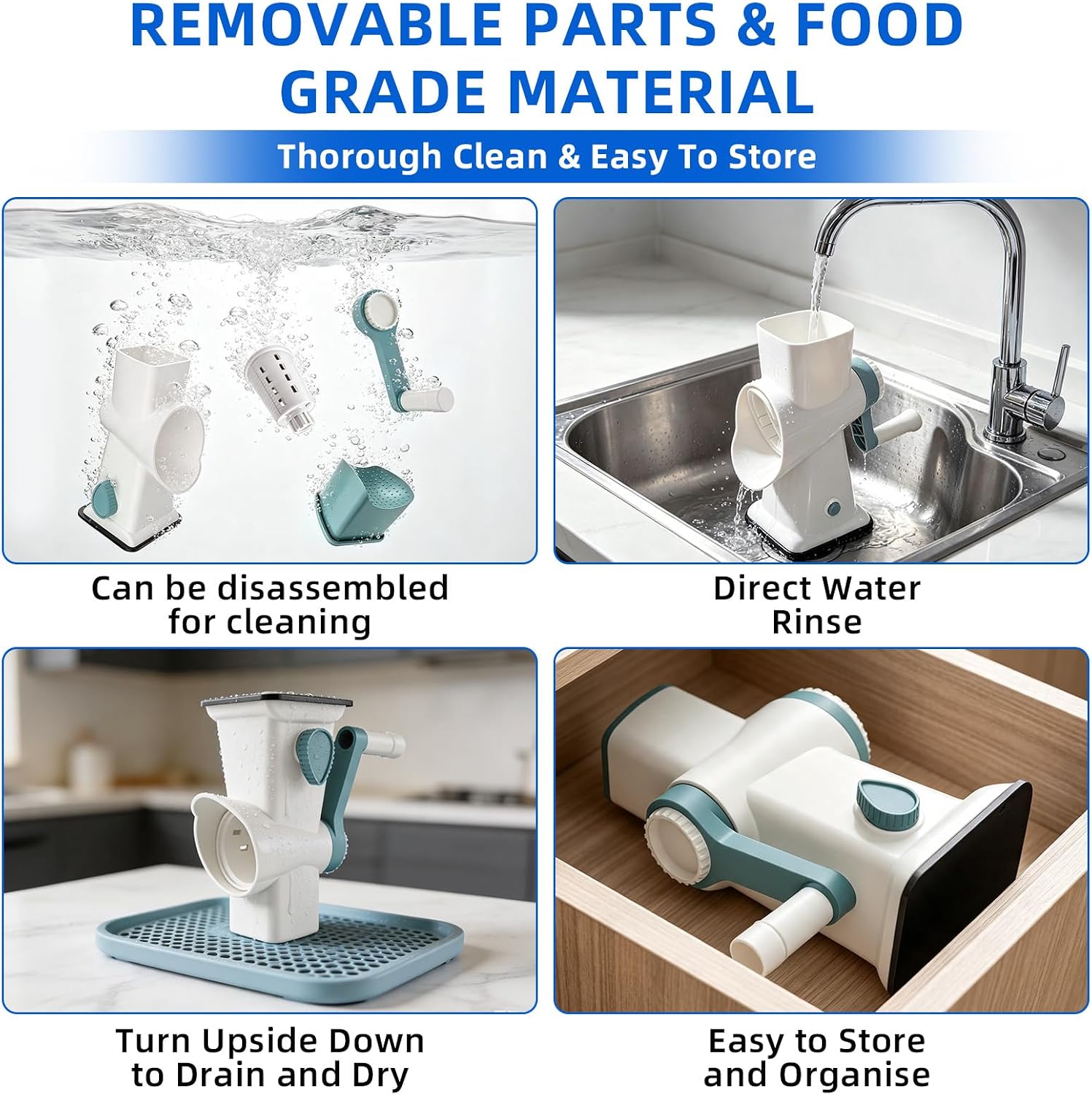 Rotary Ice Shaver Manual White-Stainless Steel Blade-Handle Manual-Safe Stable Suction Base-Home Using Snow Cone Machine for All Ice Cubes