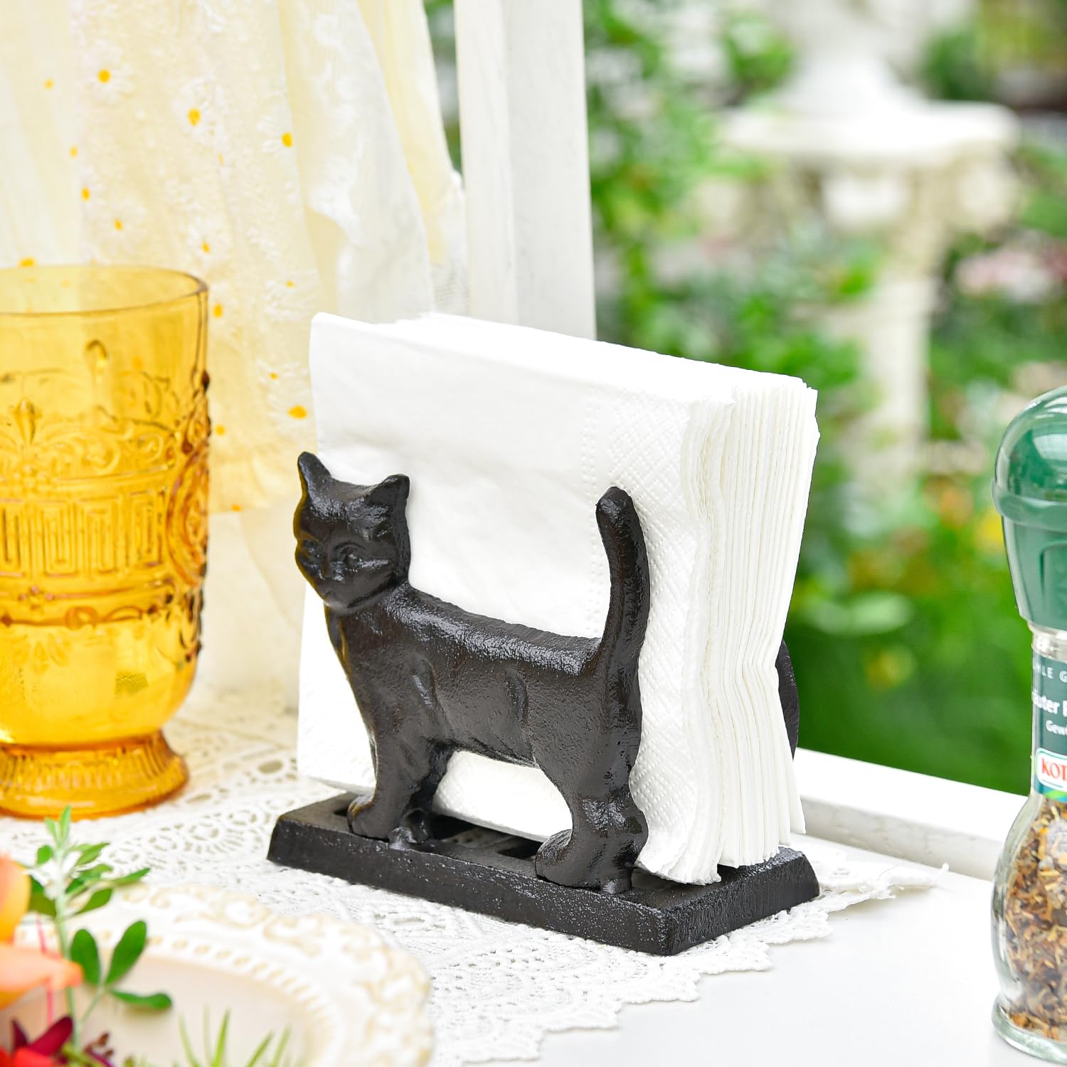 Portatovaglioli in ghisa – Porta tovaglioli di Carta Decorativa in ghisa, Dispenser Decorativo Verticale per la tavola, Organizer Vintage per tovaglioli di Carta, da Cucina per la casa