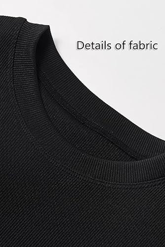 Miniatura 7 de LICOBOD XS-3XL - Conjunto de 2 piezas para mujer, conjunto acanalado de manga larga, camiseta ajustada, cintura alta, leggings elásticos casuales a