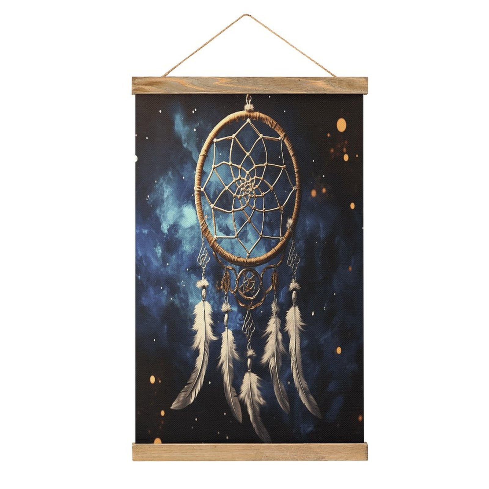 VstaDank White Fantasy Dream Catcher Poster with Wooden Frame Hanger Art Painting Wall Decor Poster Wall Hanging Wooden Frame 13x20 Wood Poster Hanger for Photo Picture Art Canvas Print Artwork