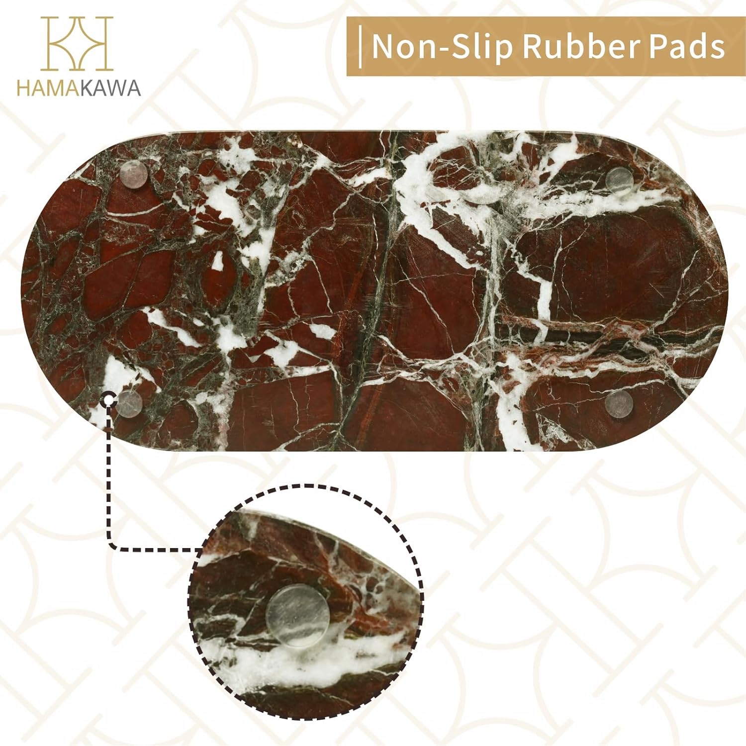 Bathroom Vanity Tray, Natural Marble Oval Tray 10 inch, Rosso Levanto Marble Vanity Tray for Soap Dispenser Modern Countertop Organizer for Kitchen Countertops, Home Decor